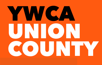 Bold black and white text on an orange background reads "YWCA UNION COUNTY," highlighting their vital role in providing an emergency shelter for those in need.