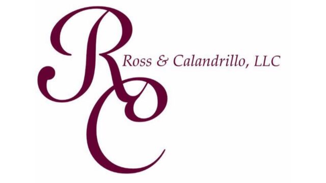 Logo with stylized maroon letters "R" and "C" intertwined on the left. The text "Ross & Calandrillo" is written in maroon on the right, symbolizing the firm's expertise in equitable distribution of protected inherited assets.
